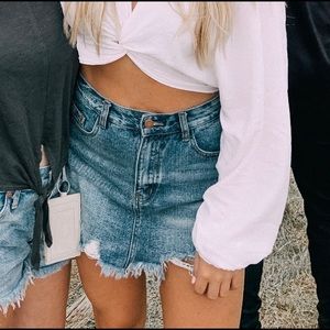 American Bazi Distressed Jean Skort